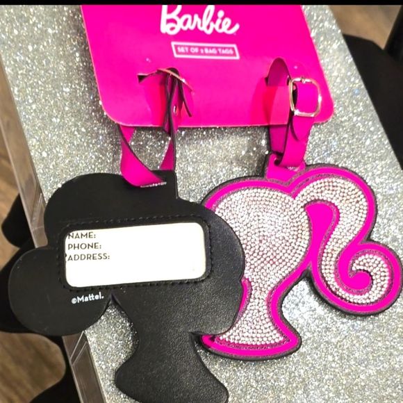Barbie Rhinestone Logo Head Luggage Tags- Set of 2 - Picture 3 of 3